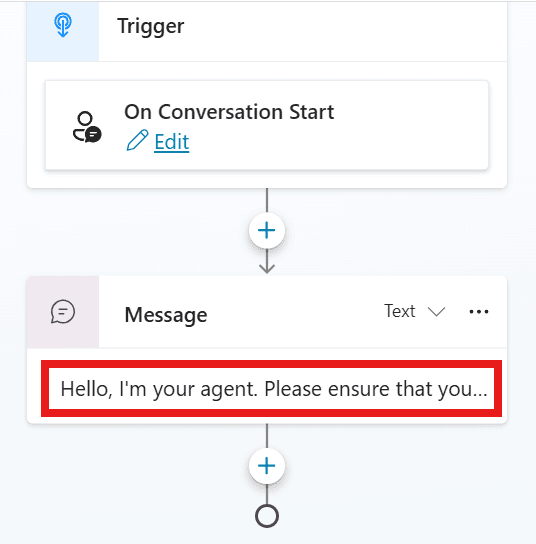 Copilot agent introduction message