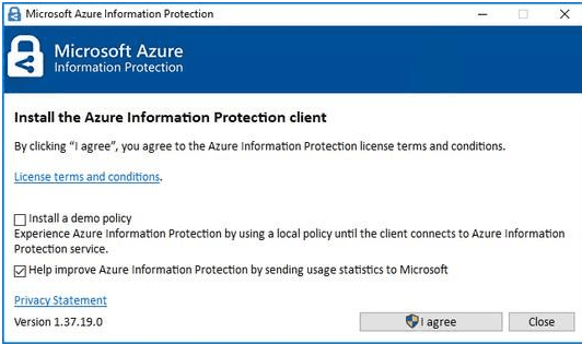 Microsoft Azure Information Protection installation window